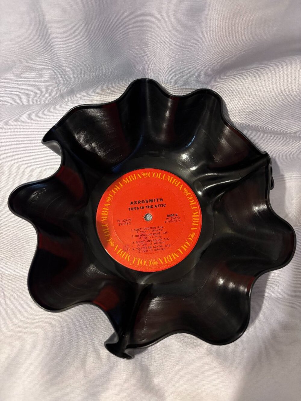 Aerosmith Toys in the Attic Vinyl Record Bowl Columbia 1975 Upcycled Decor